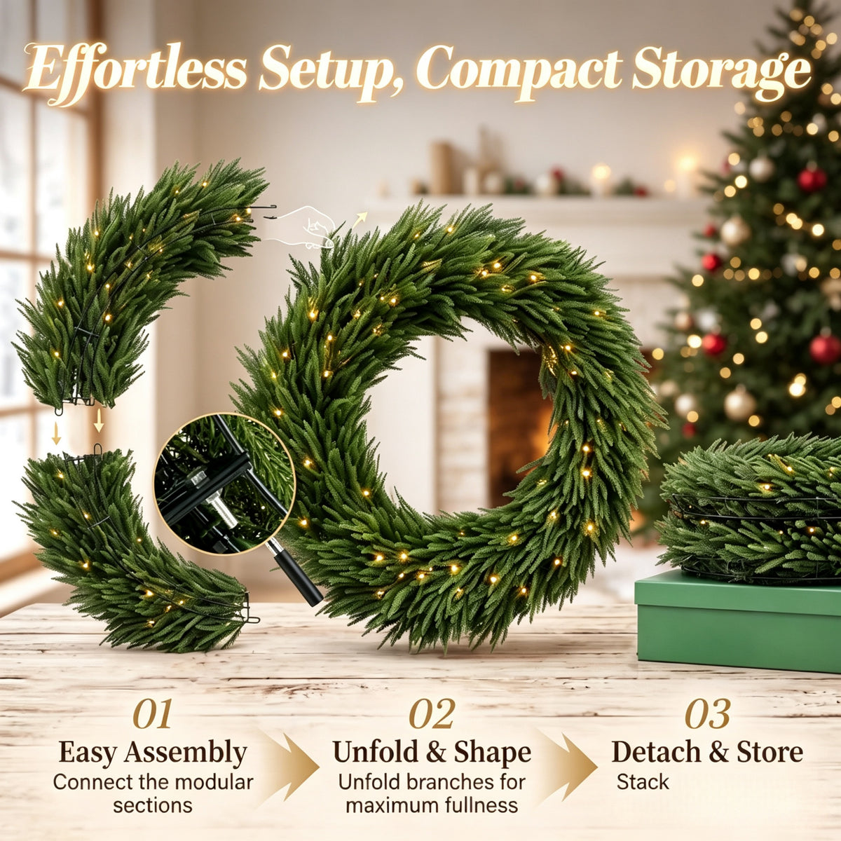 36-Inch Pre-Lit Green Christmas Wreath