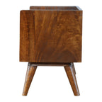 Solid Wood Nordic Storage Bench, Open Storage, Chestnut