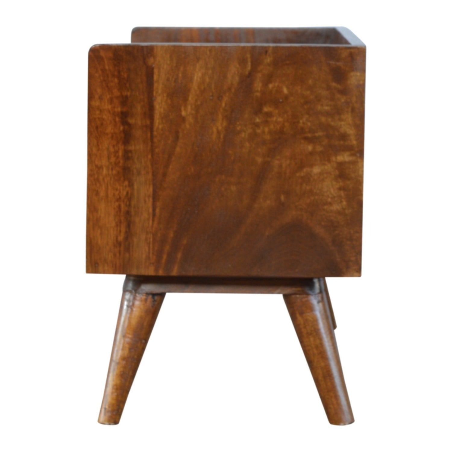 Solid Wood Nordic Storage Bench, Open Storage, Chestnut