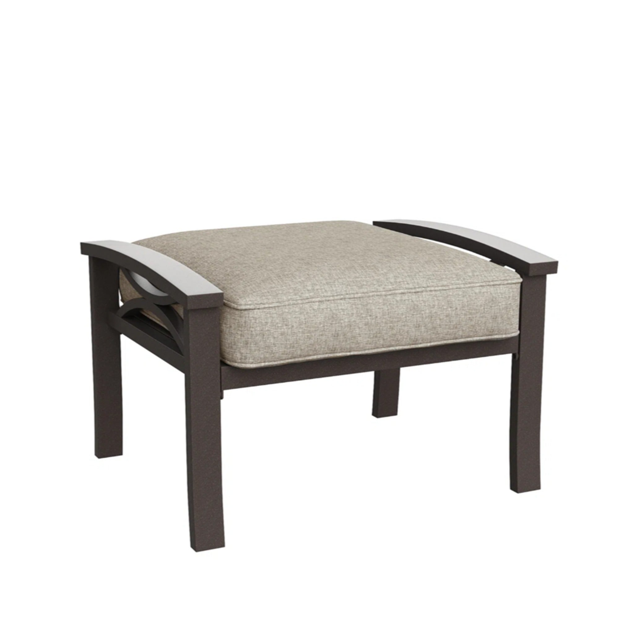Set of 2 All-Weather 26 Inch Metal Ottomans - Khaki Frame