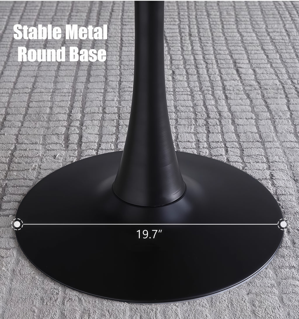 Modern Round Dining Table with Metal Base