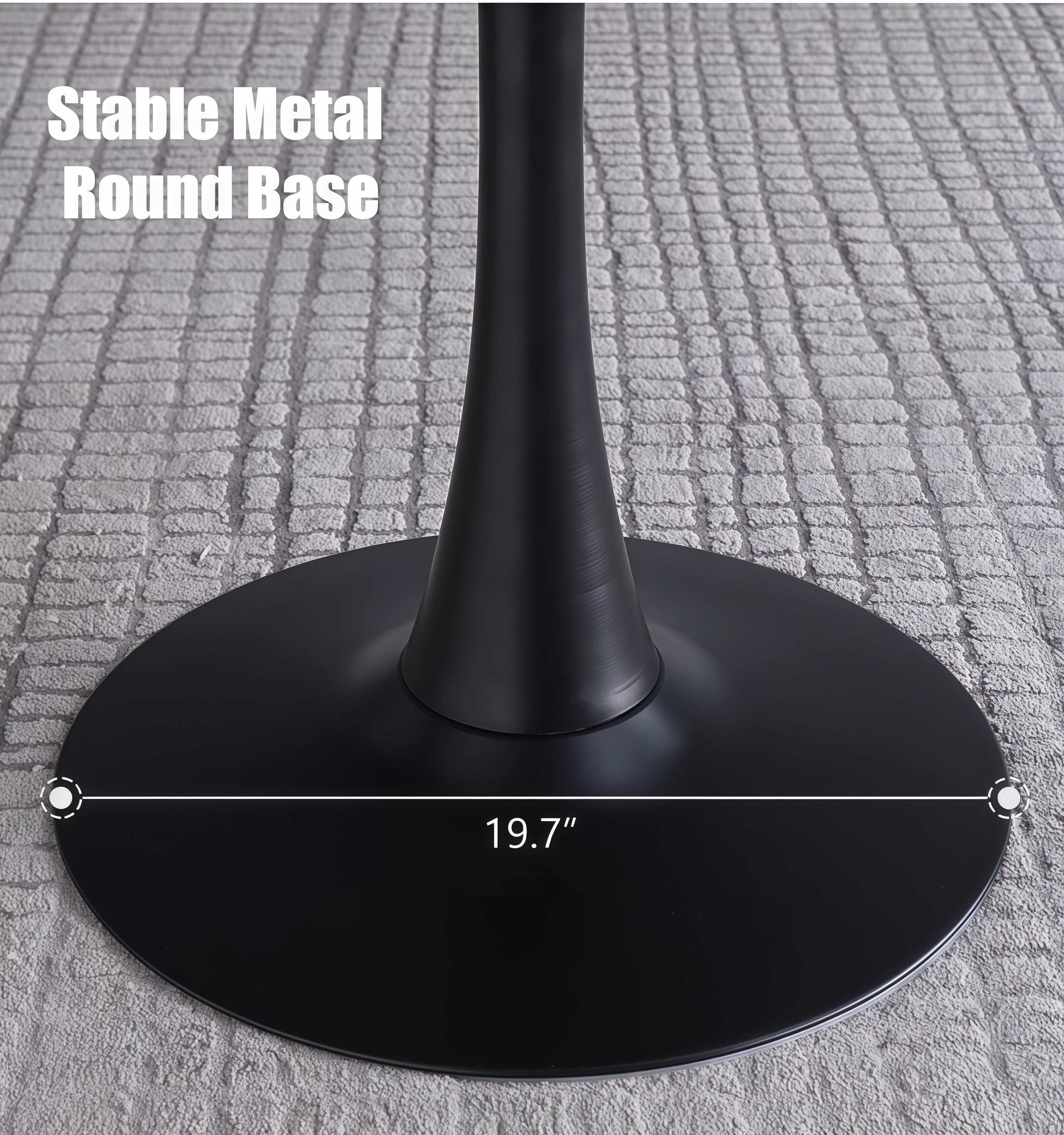 Modern Round Dining Table with Metal Base