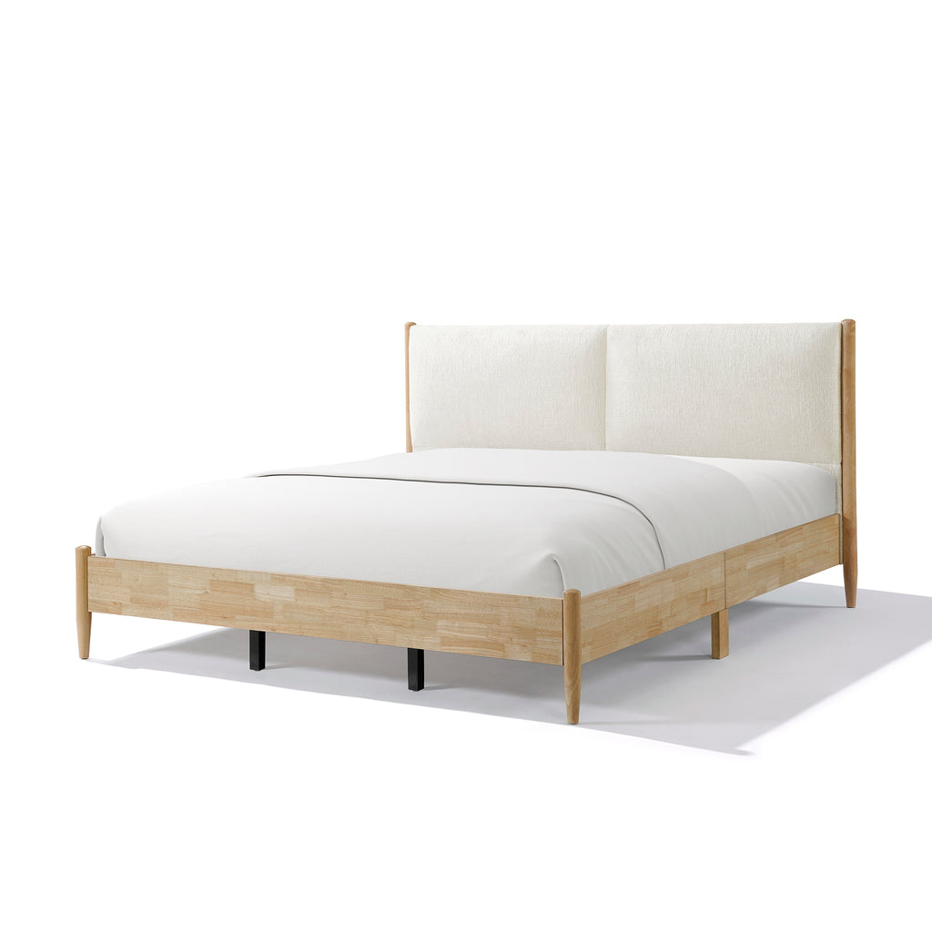 King Bed Frame with Upholstered Headboard