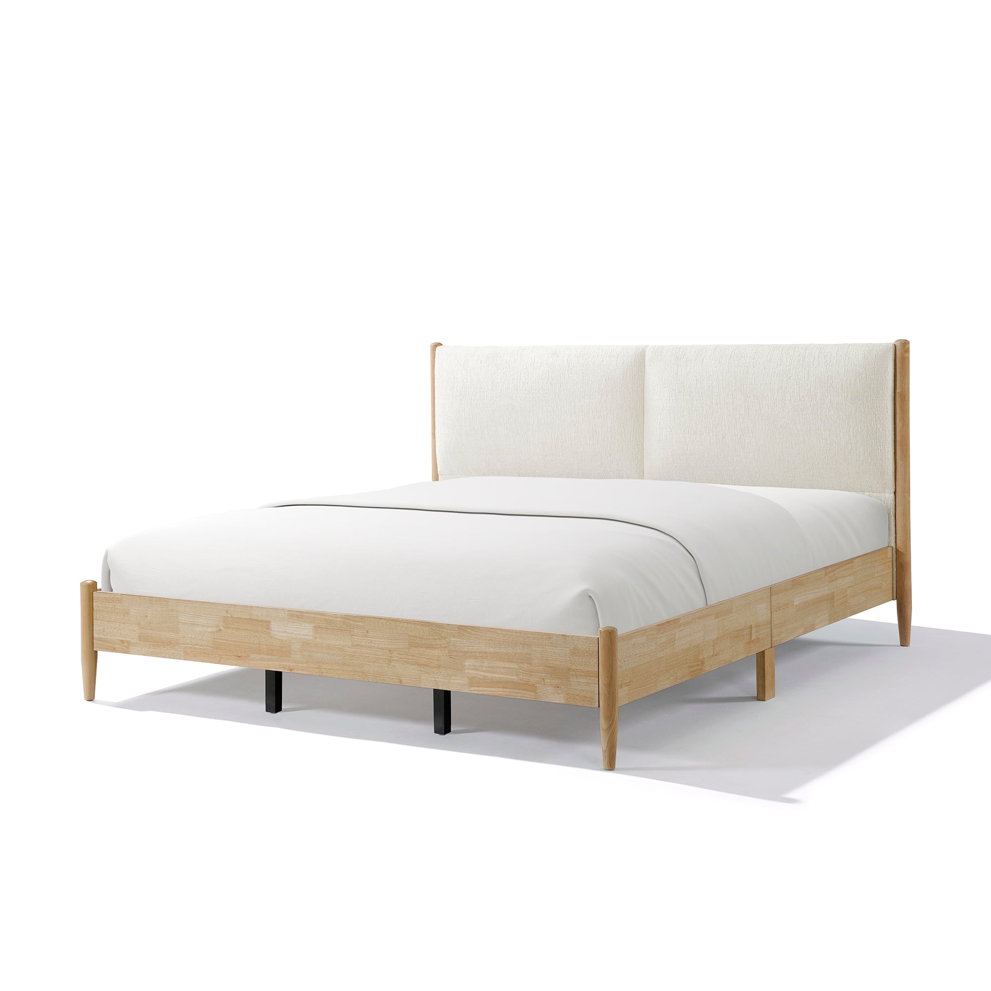 King Bed Frame with Upholstered Headboard
