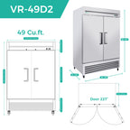 54" Commercial Refrigerator - Stainless Steel 49 Cu.Ft
