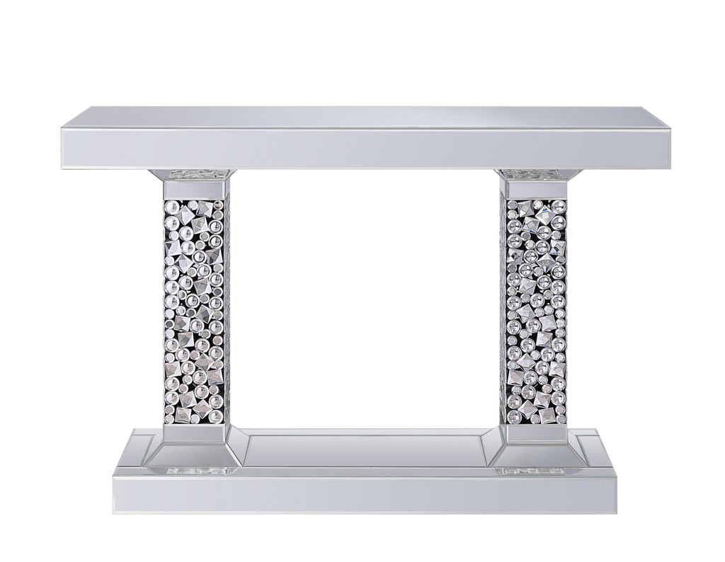 Lachina Glam Mirrored & Faux Gems Console Table