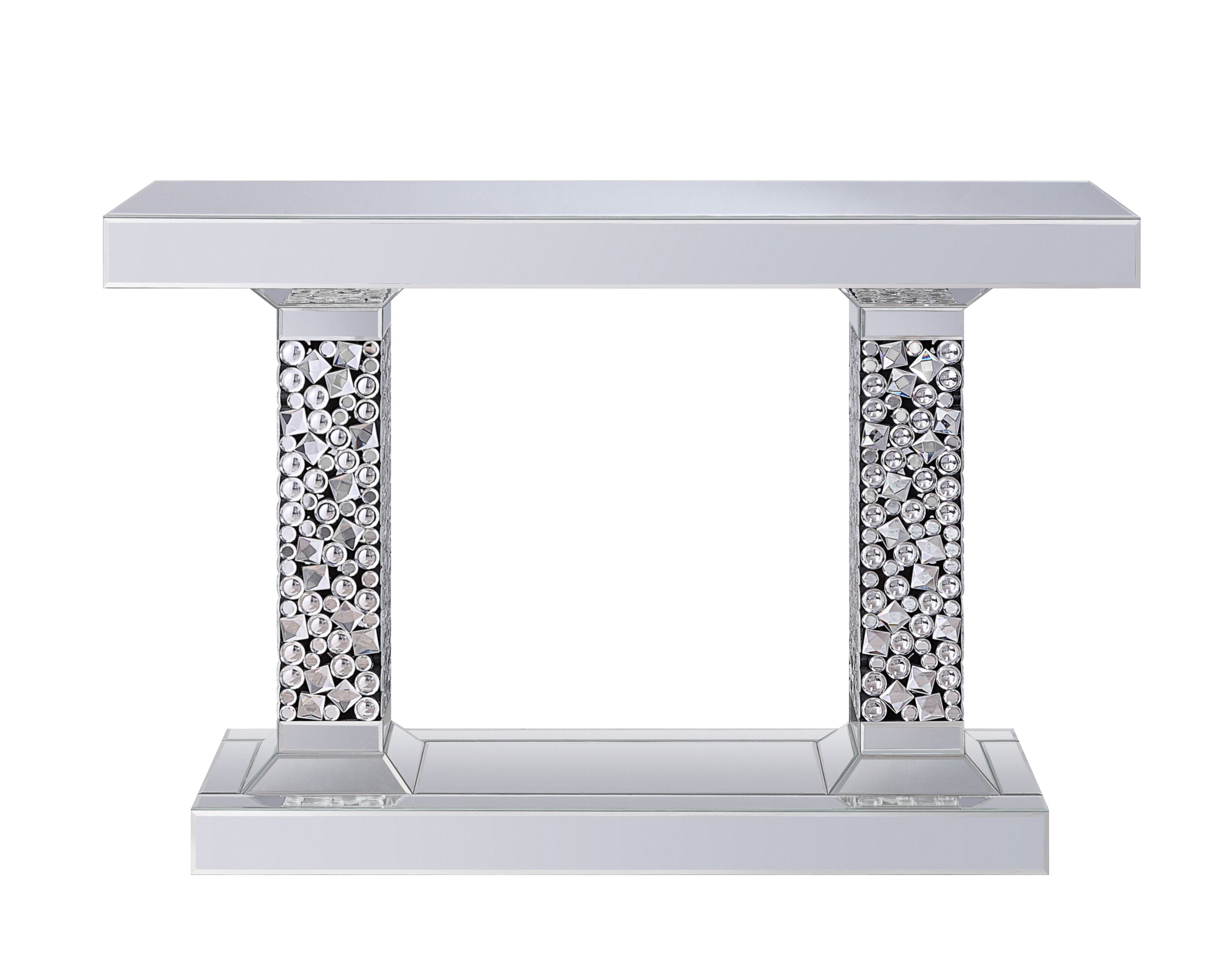 Lachina Glam Mirrored & Faux Gems Console Table