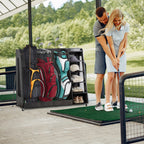 Gray Wooden Golf Bag Storage Rack with 3 Drawers