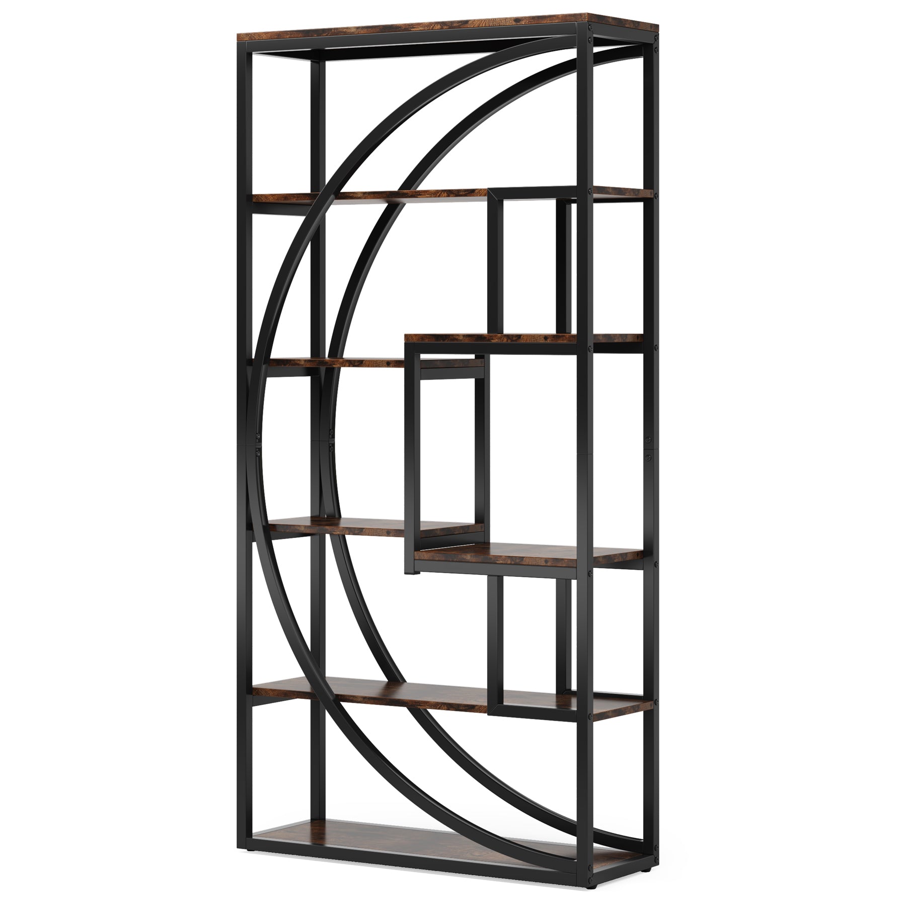 70.47" Height Industrial 5-Tier Rustic Bookcase