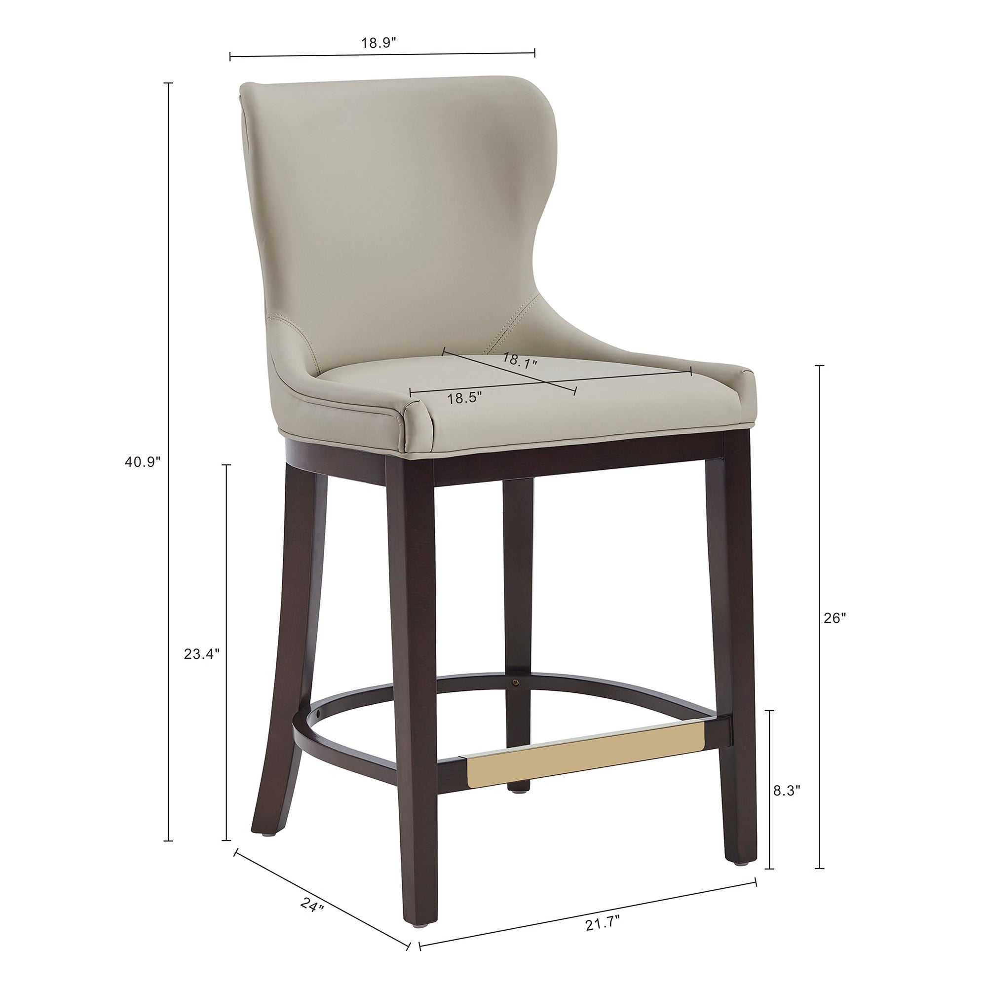 Blair Wood Upholstered Counter Stool in Stone