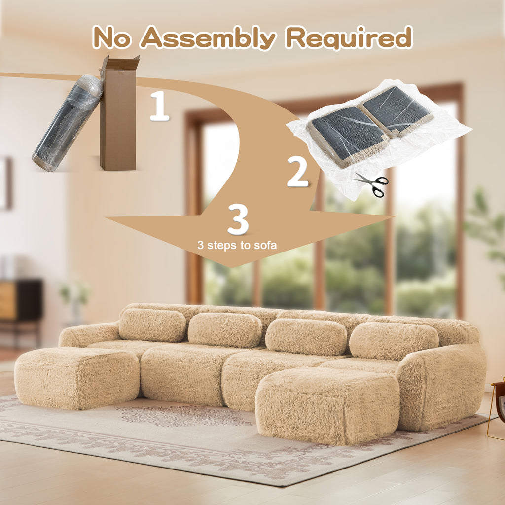 U-shaped Boneless Sofa with High Density Sponge