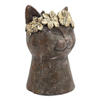 8.5x7.7x12.4" Magnesium Cat Statue Planter with Textured
