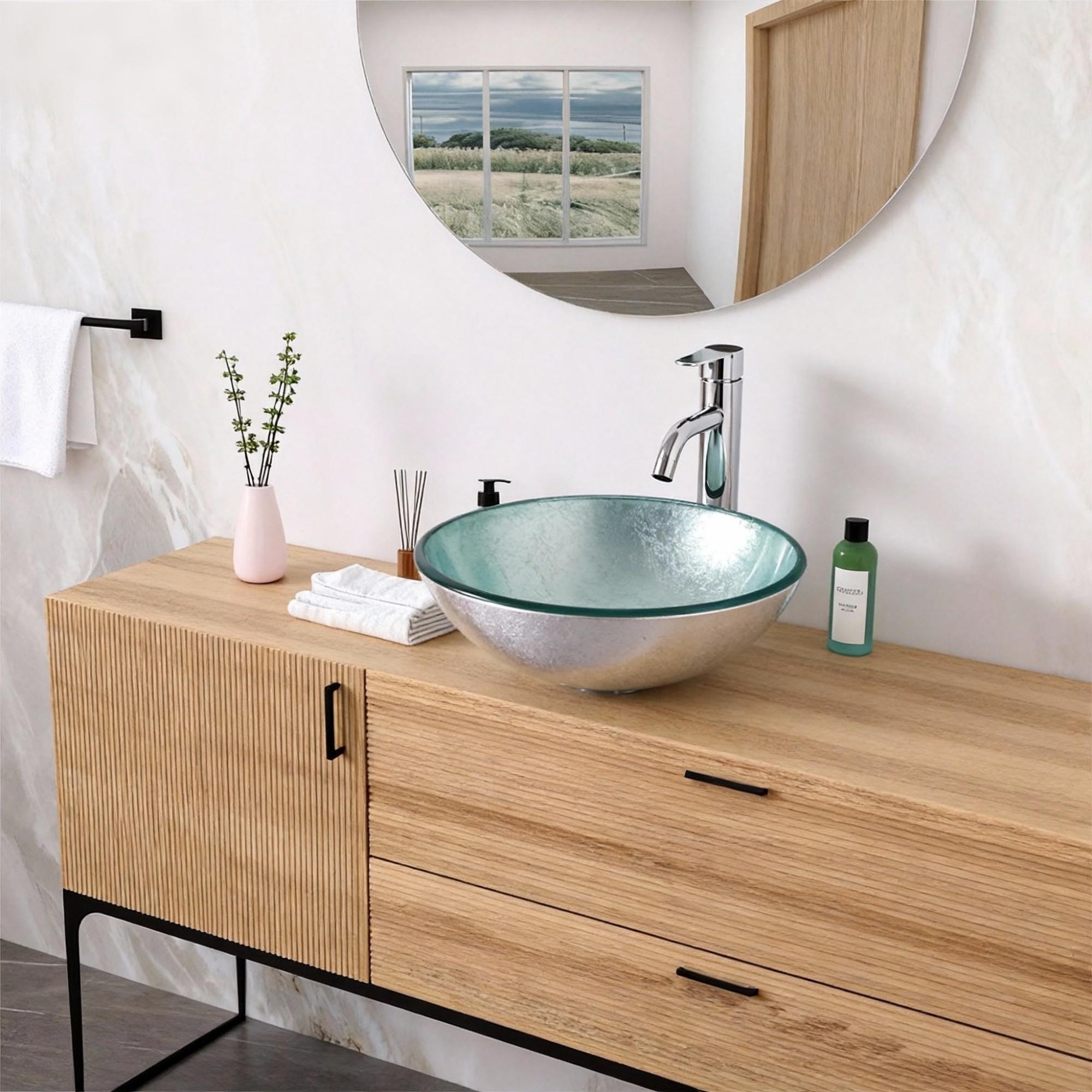 Bathroom Artistic Tempered Glass Vessel Sink