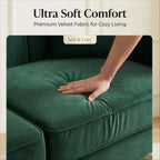 FX-P82-GR3 Modern Velvet 3-Seater Chesterfield Style Sofa