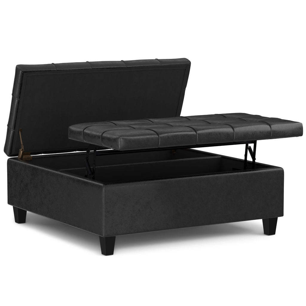 Harrison 40 Inch Wide Large Square Coffee Table Storage Ottoman