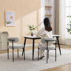 Burbank Modern Round Boucle Dining Chairs, Set of 2