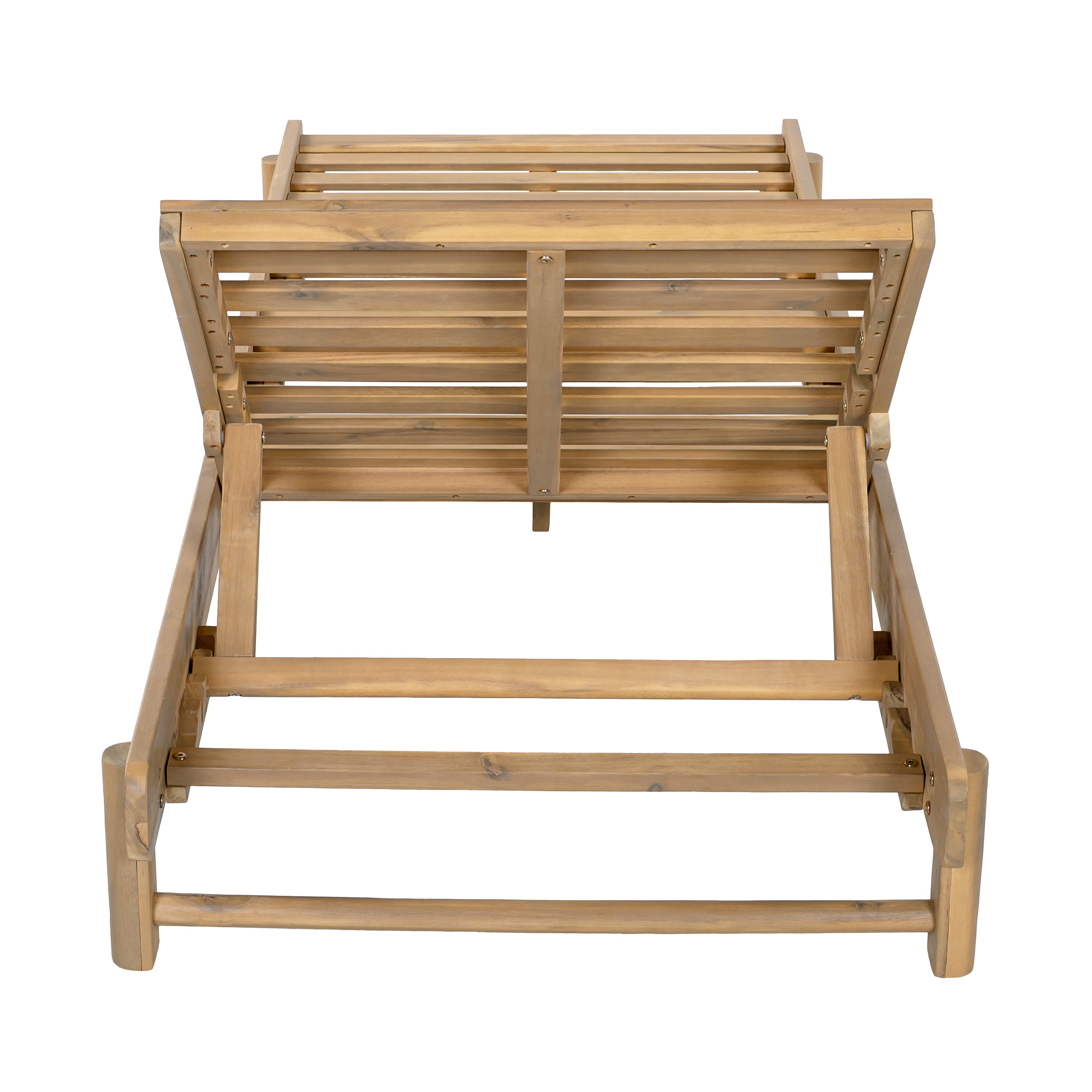 Light Teak Finish Acacia Wood Chaise Lounge Frame