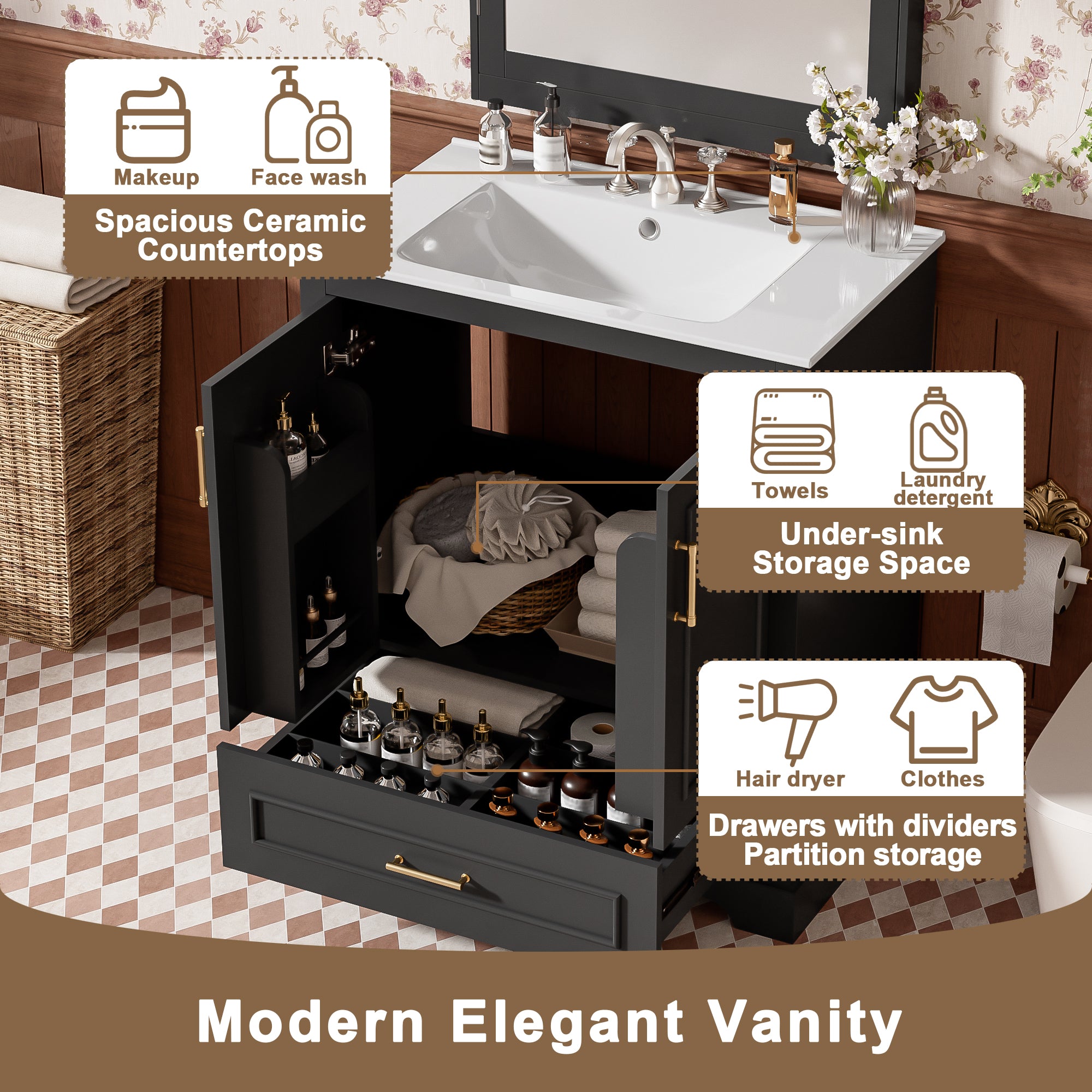 30" Bathroom Vanity with Sink