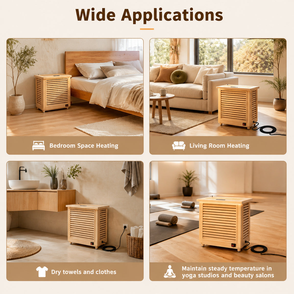 1500W Far-Infrared Sauna Heater with Graphene System, Touch and WiFi Control, Natural Hemlock