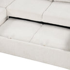 108.6" U-Shaped Sectional Sofa Pull-Out Bed with USB Ports