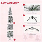 9ft Flocked Pencil Christmas Tree with Faux Snow