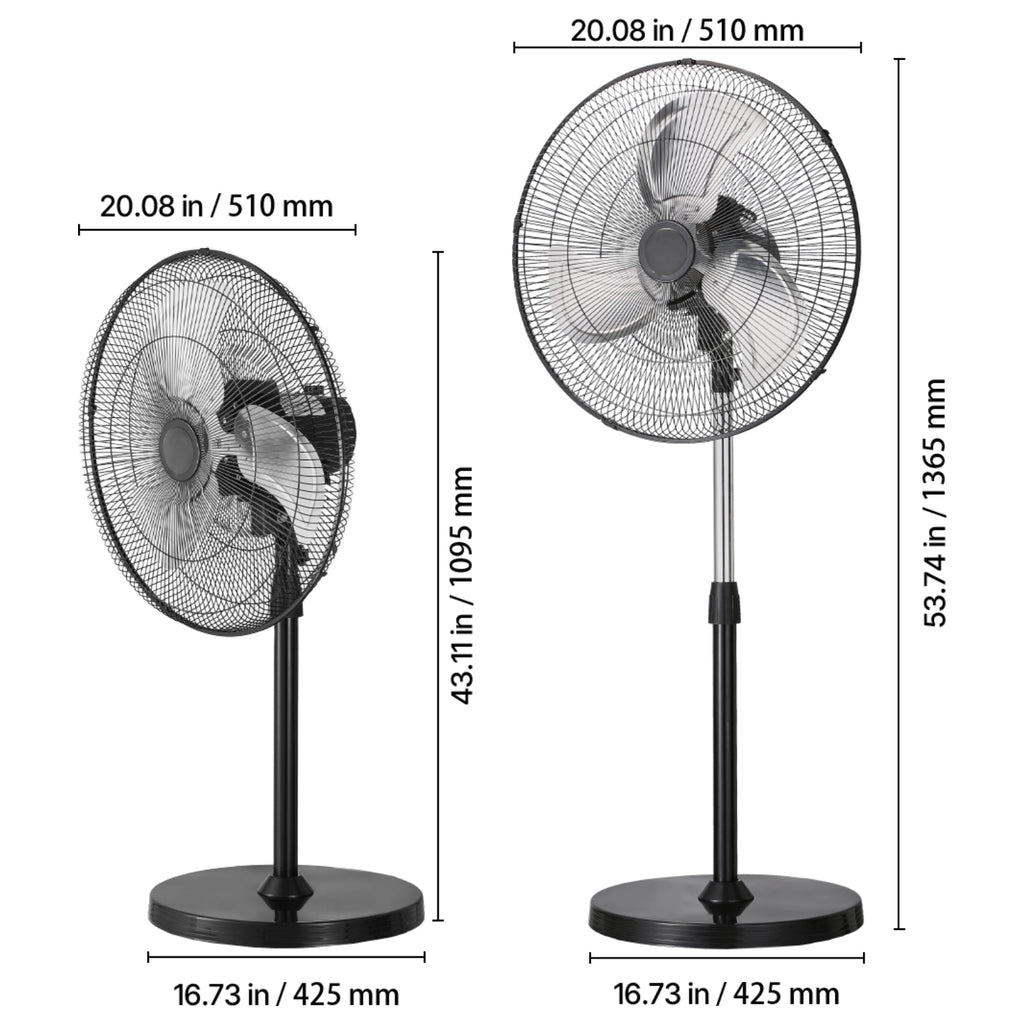 18" Industrial Pedestal Fan 3-Speed Oscillating Fan
