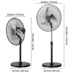 18" Industrial Pedestal Fan 3-Speed Oscillating Fan