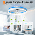 19.7" RGB Flush Mount Ceiling Fan with Light