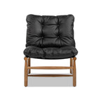 Oxford 26.5" Leather Mid-Century Modern Accent Chair, Noir