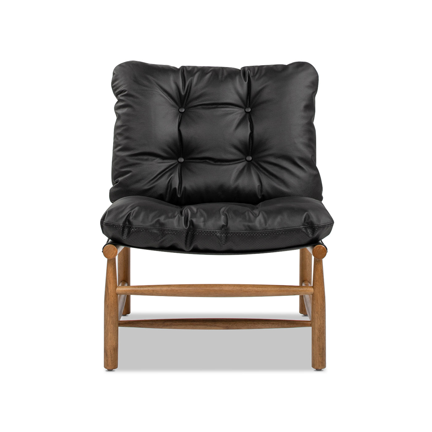 Oxford 26.5" Leather Mid-Century Modern Accent Chair, Noir