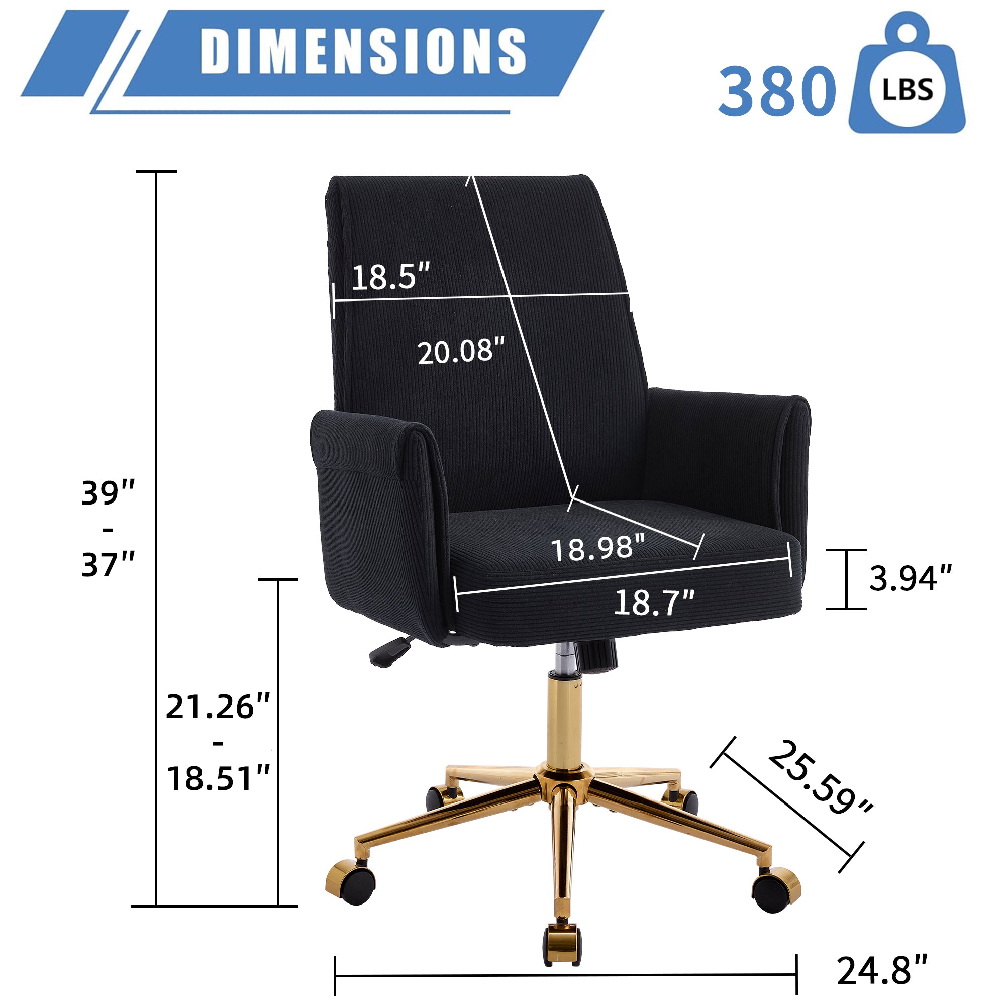 Mid-Back Liftable Office Chair in Black