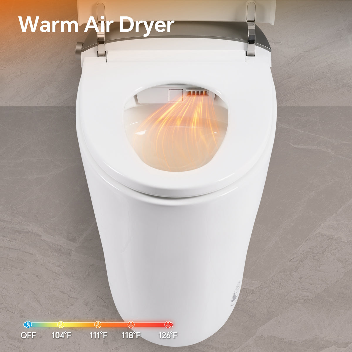 Elongated Smart Toilet with Bidet,Smart Toilet with ADA Comfort Height Heated Seat,MAP 1000g Powerful Flush,Warm Water/Dryer,Night Light,Dual-Flush 1/1.28GPF for Bathrooms.