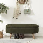 Luxury Oval Boucle Storage Ottoman Bench