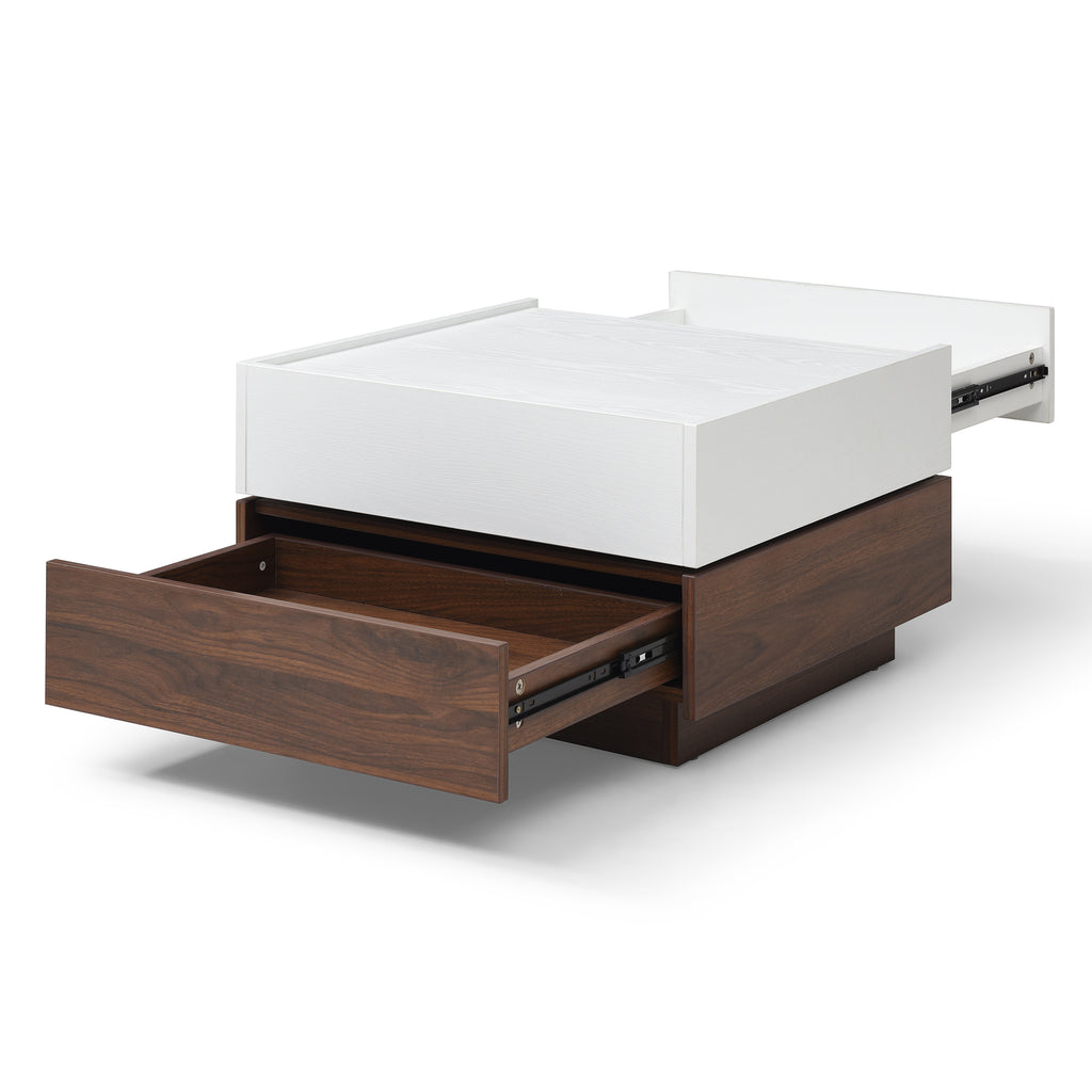 Rotating Coffee Table with 2 Drawers