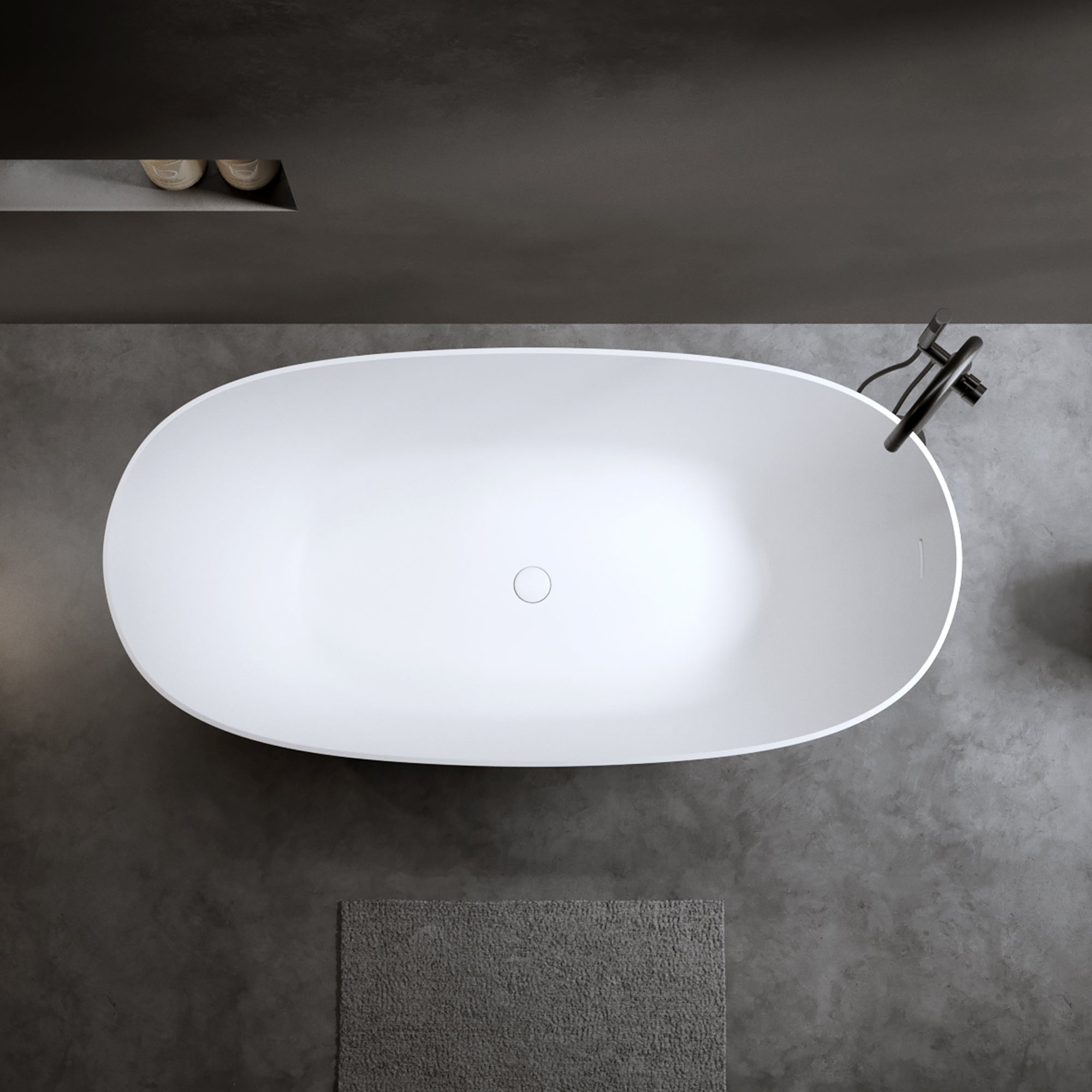 61'' Freestanding Bathtub - Resin Stone Soaking Bathtub