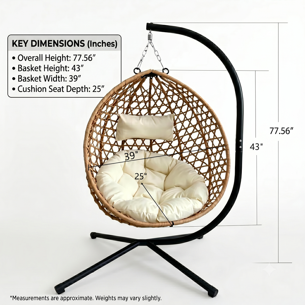 Foldable Hanging Egg Chair with Stand
