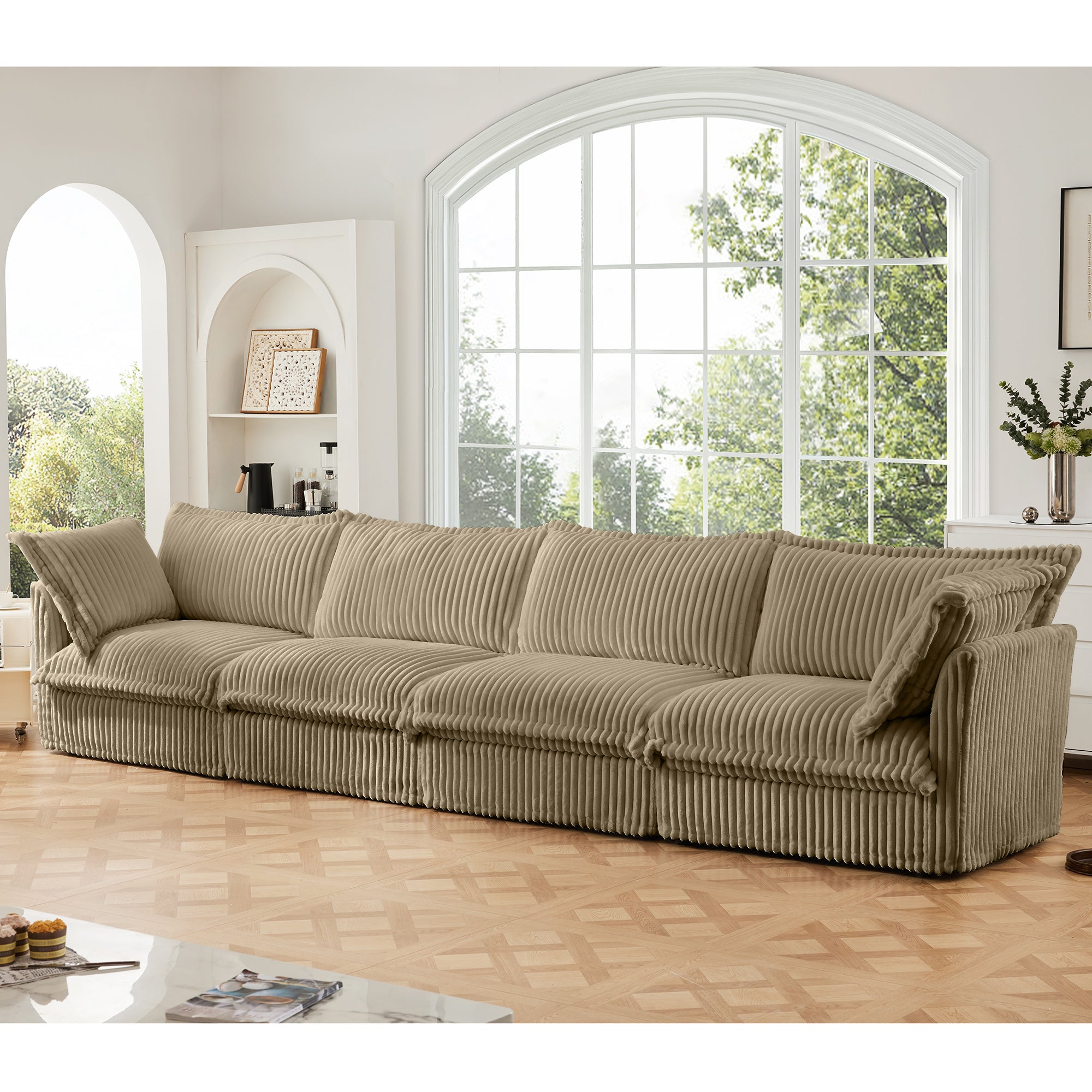Slipcovered Long Sofa - 4 Seater