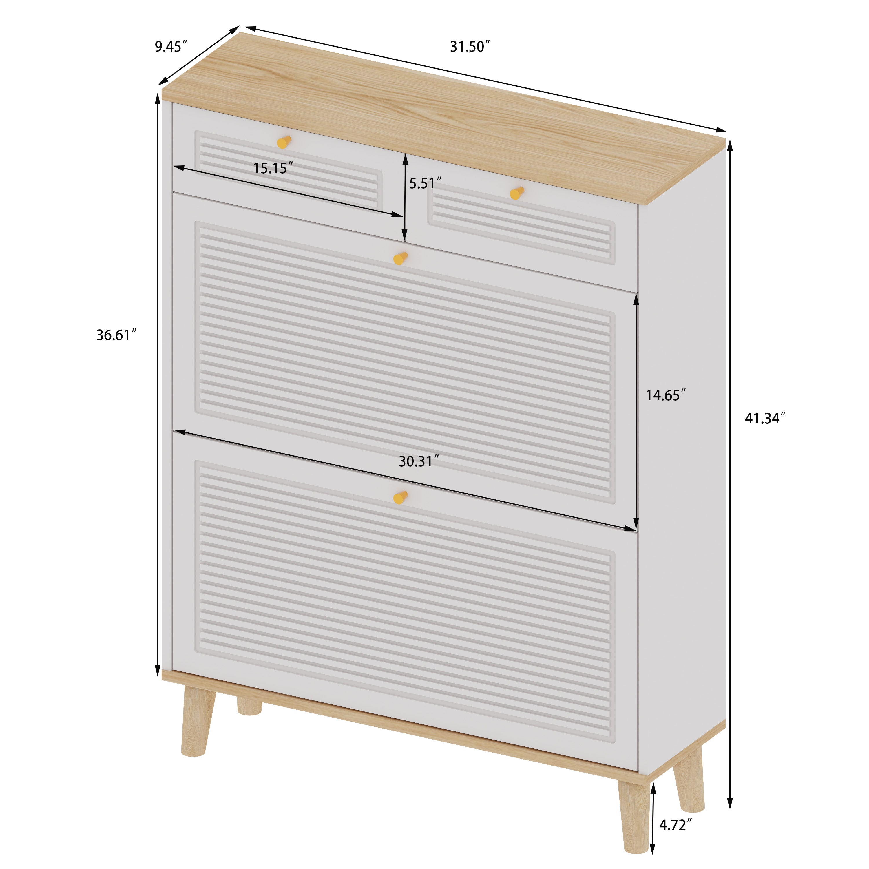 Shoe Cabinet with 2 Flip-Up Doors and Drawers