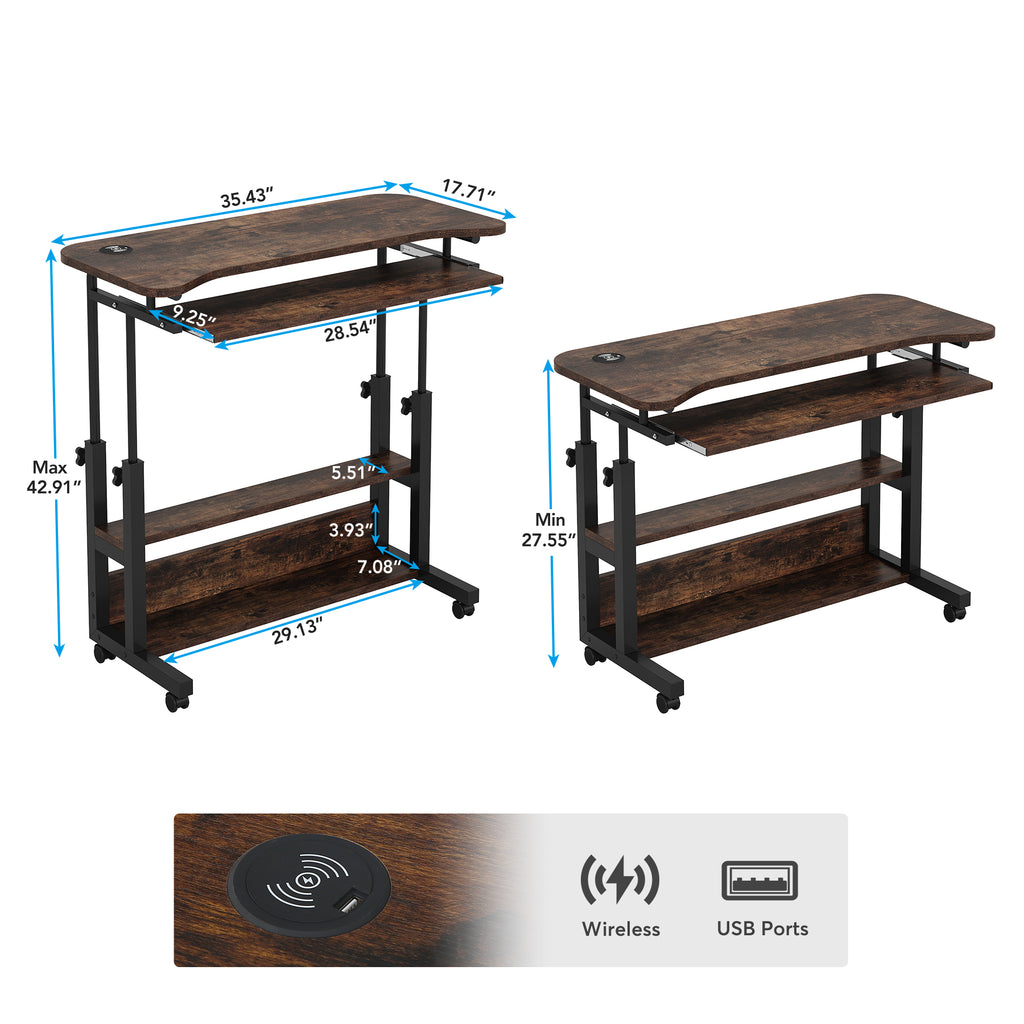 32 Inches Portable Desk with Power Outlets