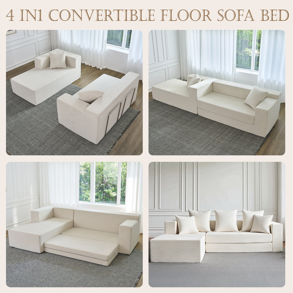 106.5" Convertible L-Shaped Sectional Sofa Bed