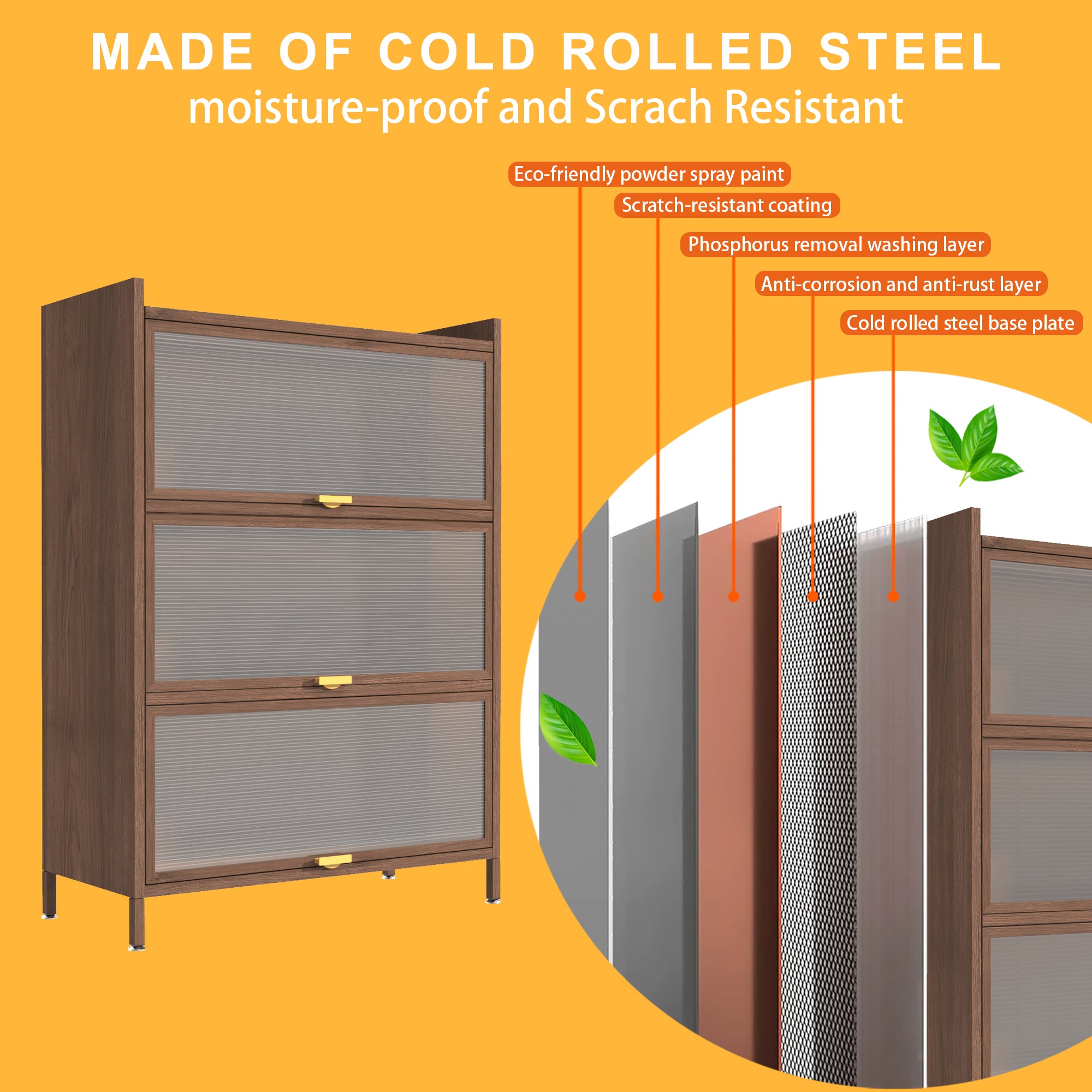 44" Tall Metal 3 Flip Doors Cabinet