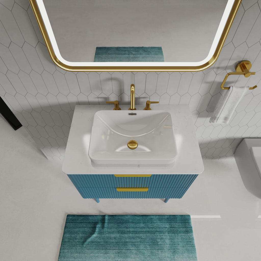 Elena 30" Striped Aquamarine Bathroom Vanity