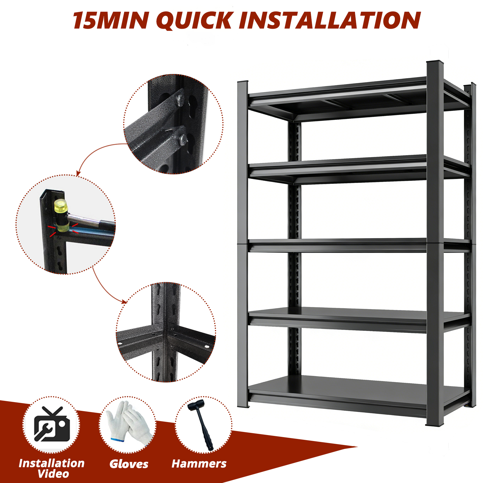 5-Tier Adjustable Storage Shelves for Garage