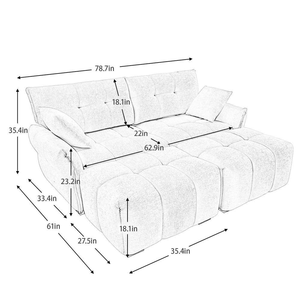 2 Seater Sofa Set with 2 Ottomans and Throw Pillows