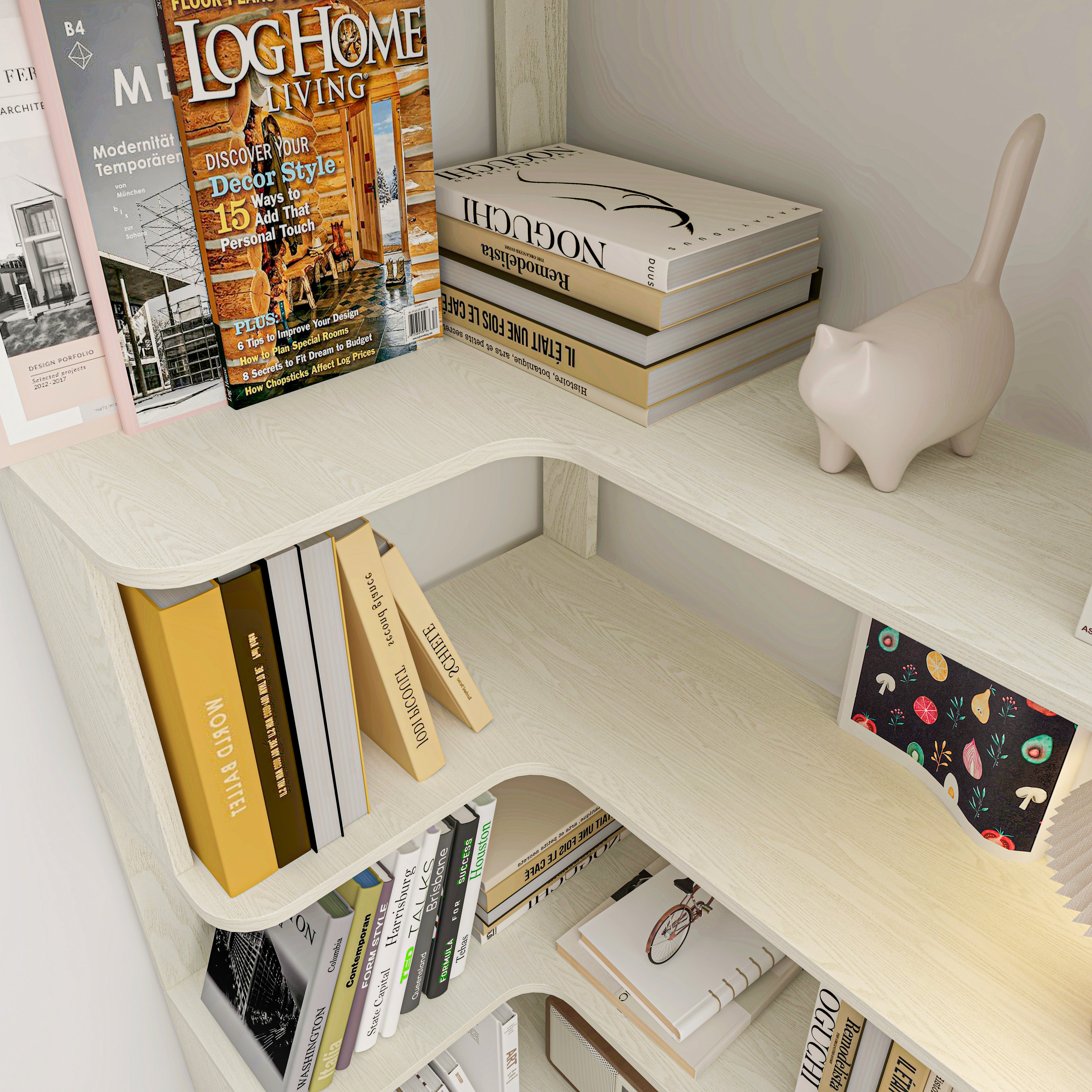 90cm Extended Size 5-Tier L-Shaped Corner Bookshelf
