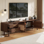 70-Inch Modern TV Stand with Rattan Doors