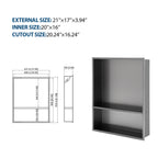 21" x 17" Stainless Steel Shower Niche Double Shelf, Gunmetal