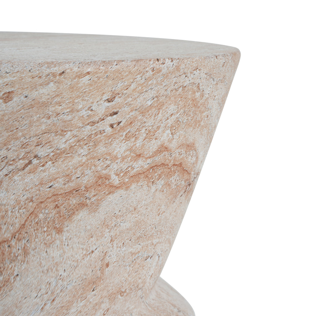 Outdoor Indoor Lightweight Concrete Side Table, Travertine Finish