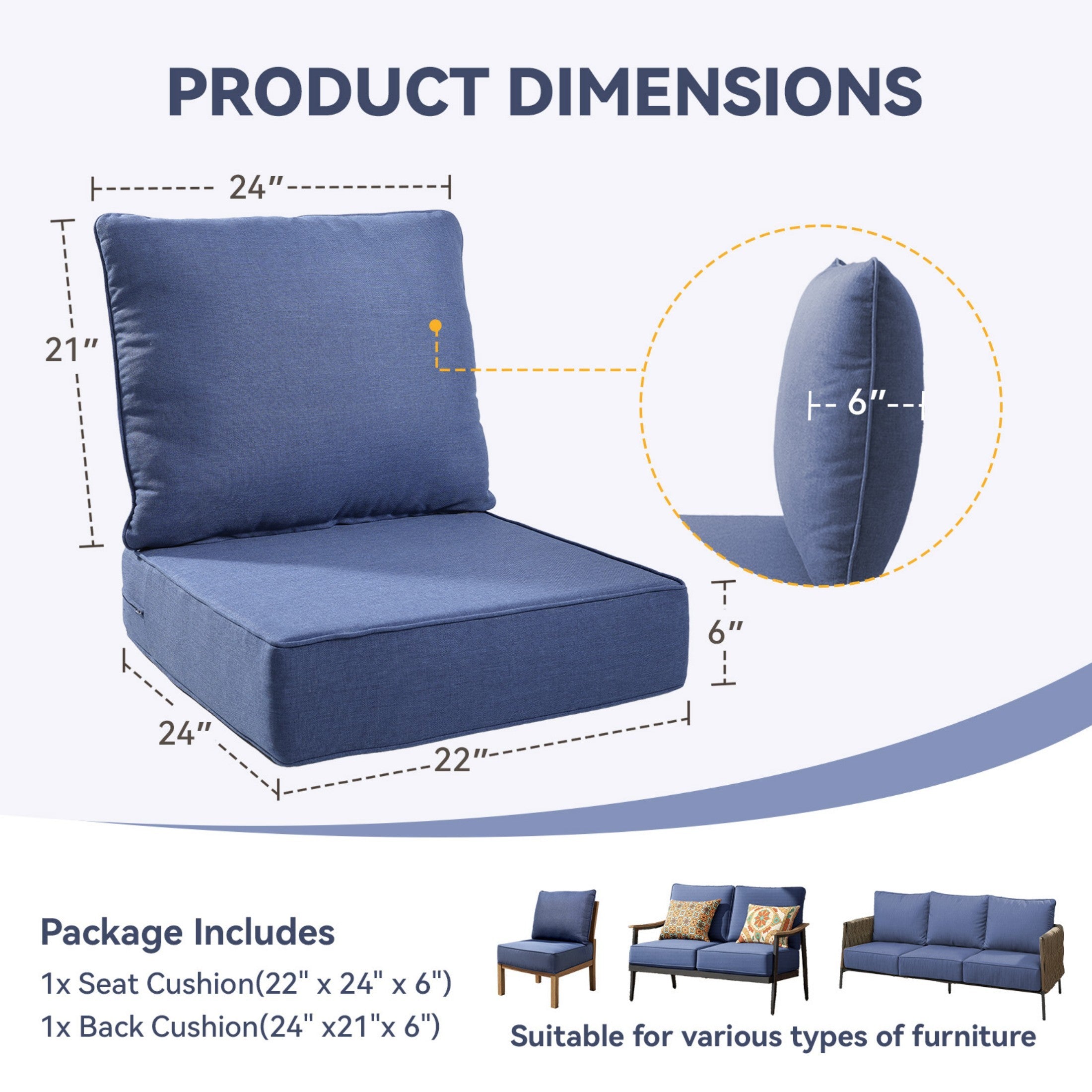 6" Thicker Outdoor Chair Cushion
