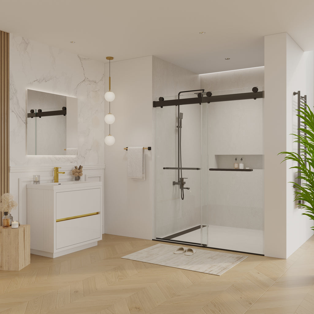 56 to 60 in. W x 76 in. H Double Sliding Frameless Shower Door